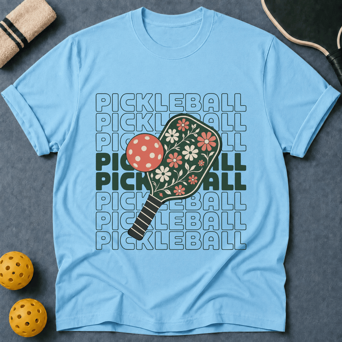 Floral Pickleball Paddles T-Shirt