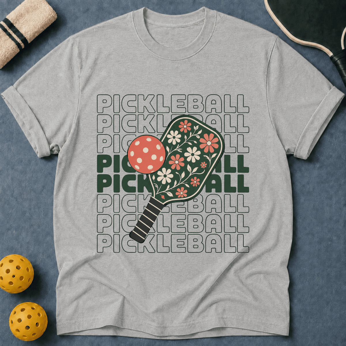 Floral Pickleball Paddles T-Shirt