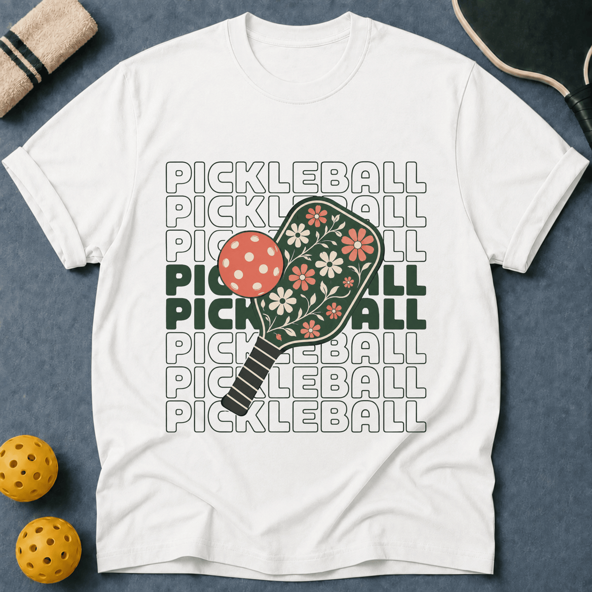 Floral Pickleball Paddles T-Shirt