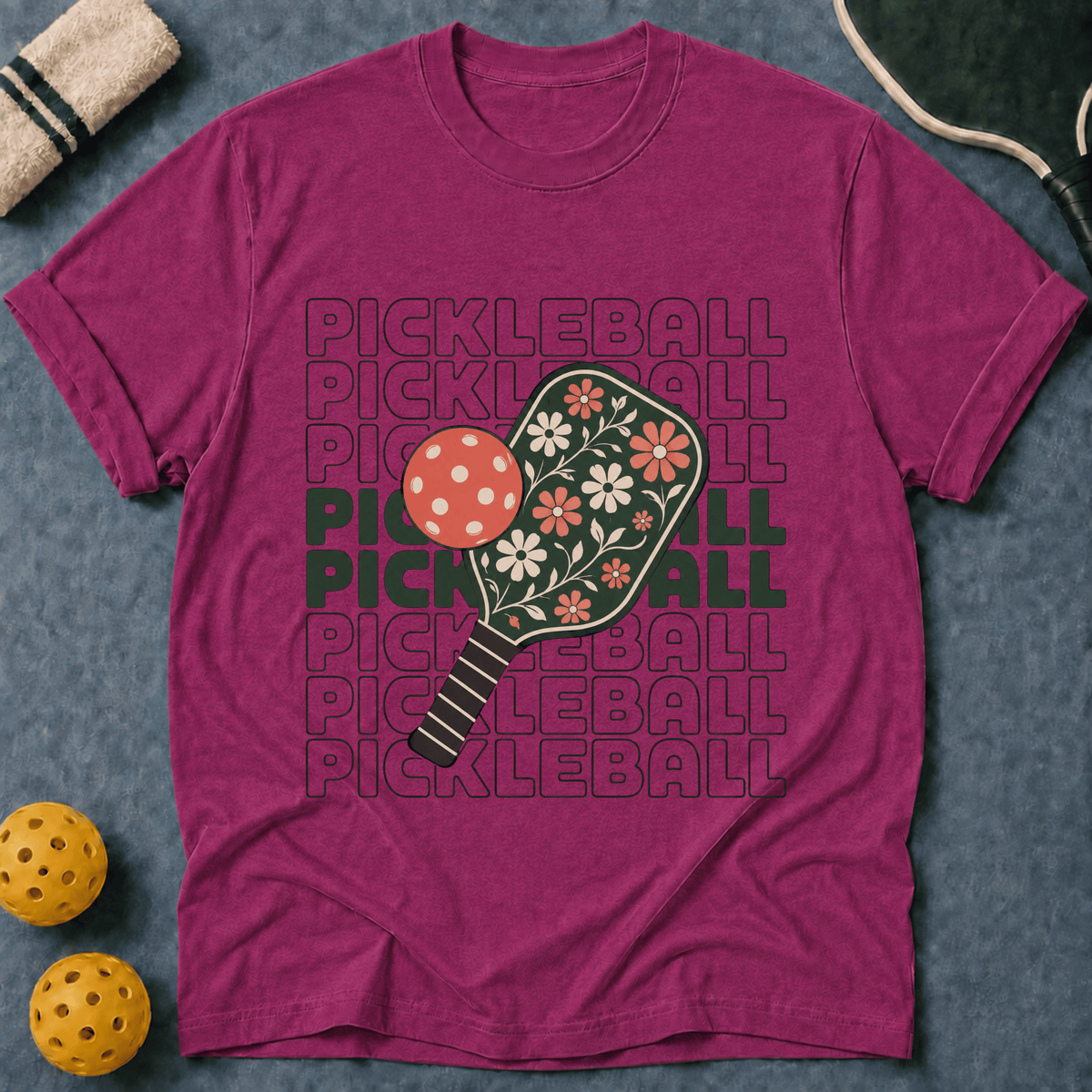Floral Pickleball Paddles T-Shirt