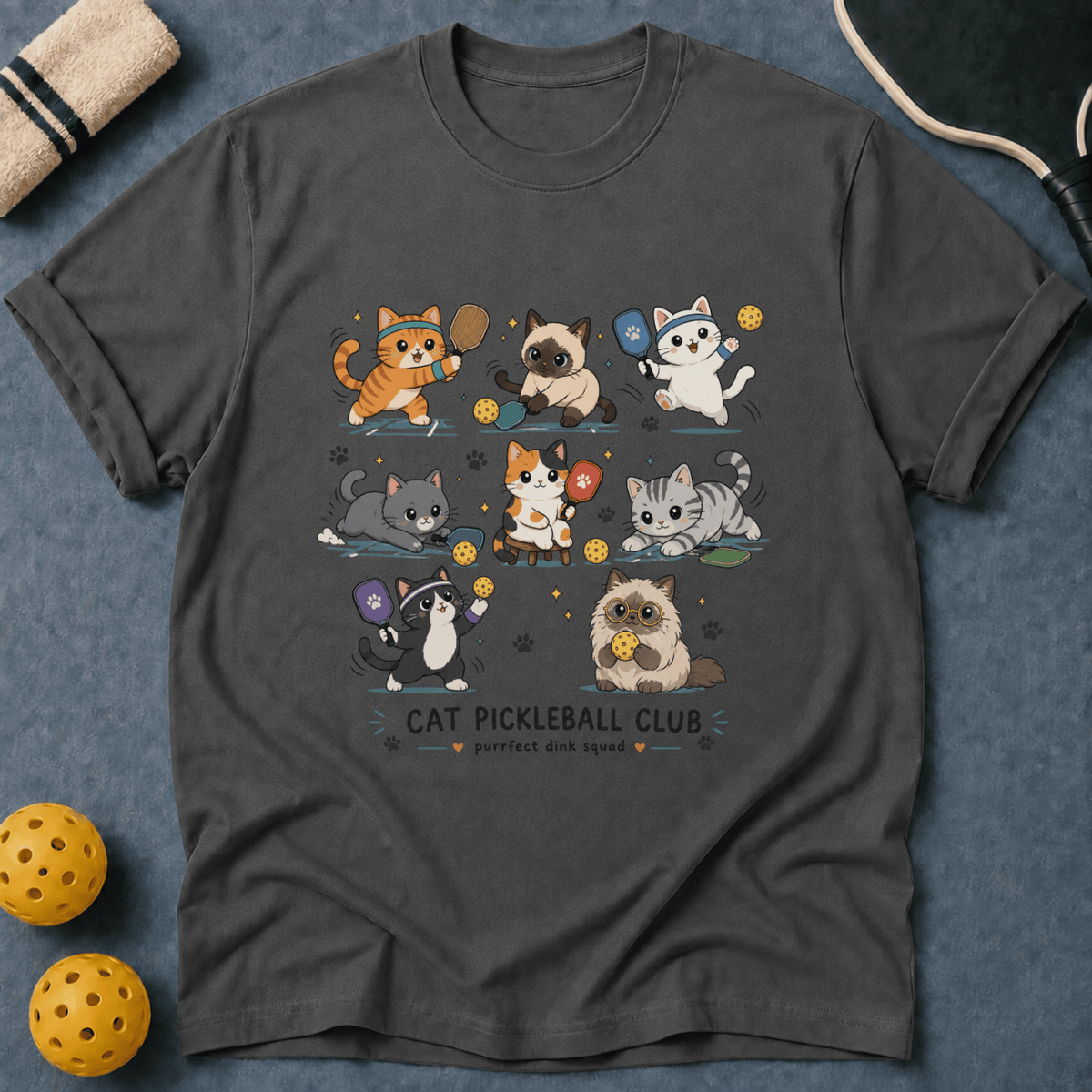 Kawaii Cat Pickleball T-Shirt