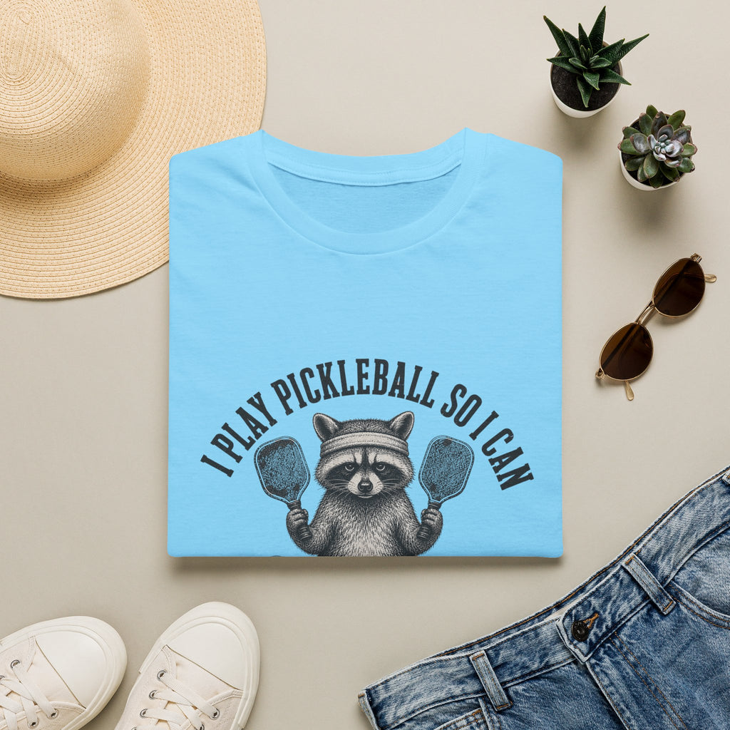 Raccoon Cartoon Pickleball T-Shirt