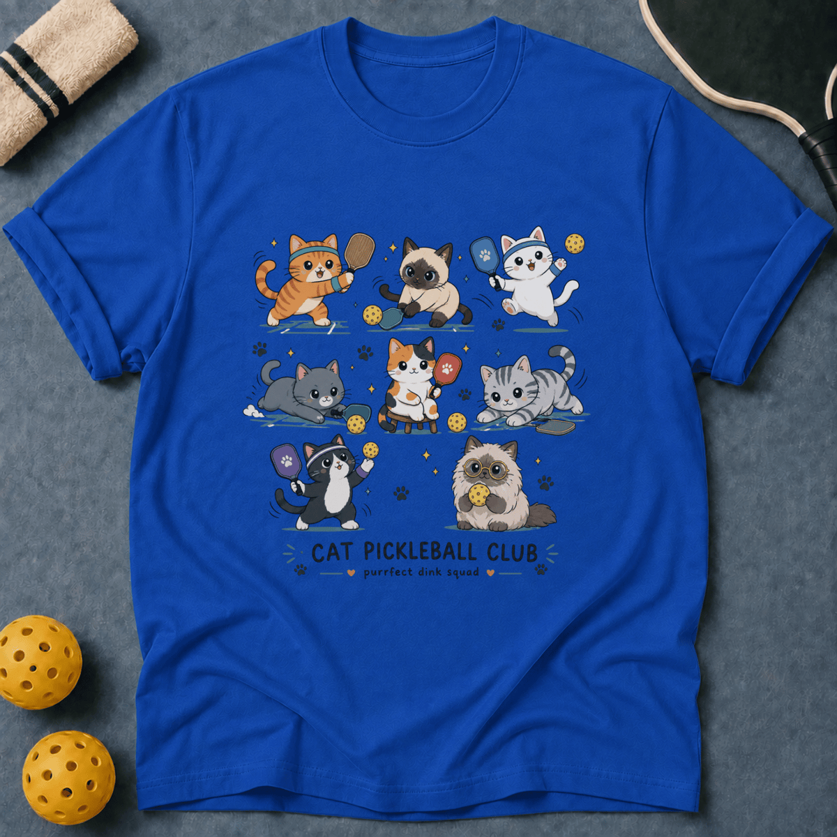 Kawaii Cat Pickleball T-Shirt