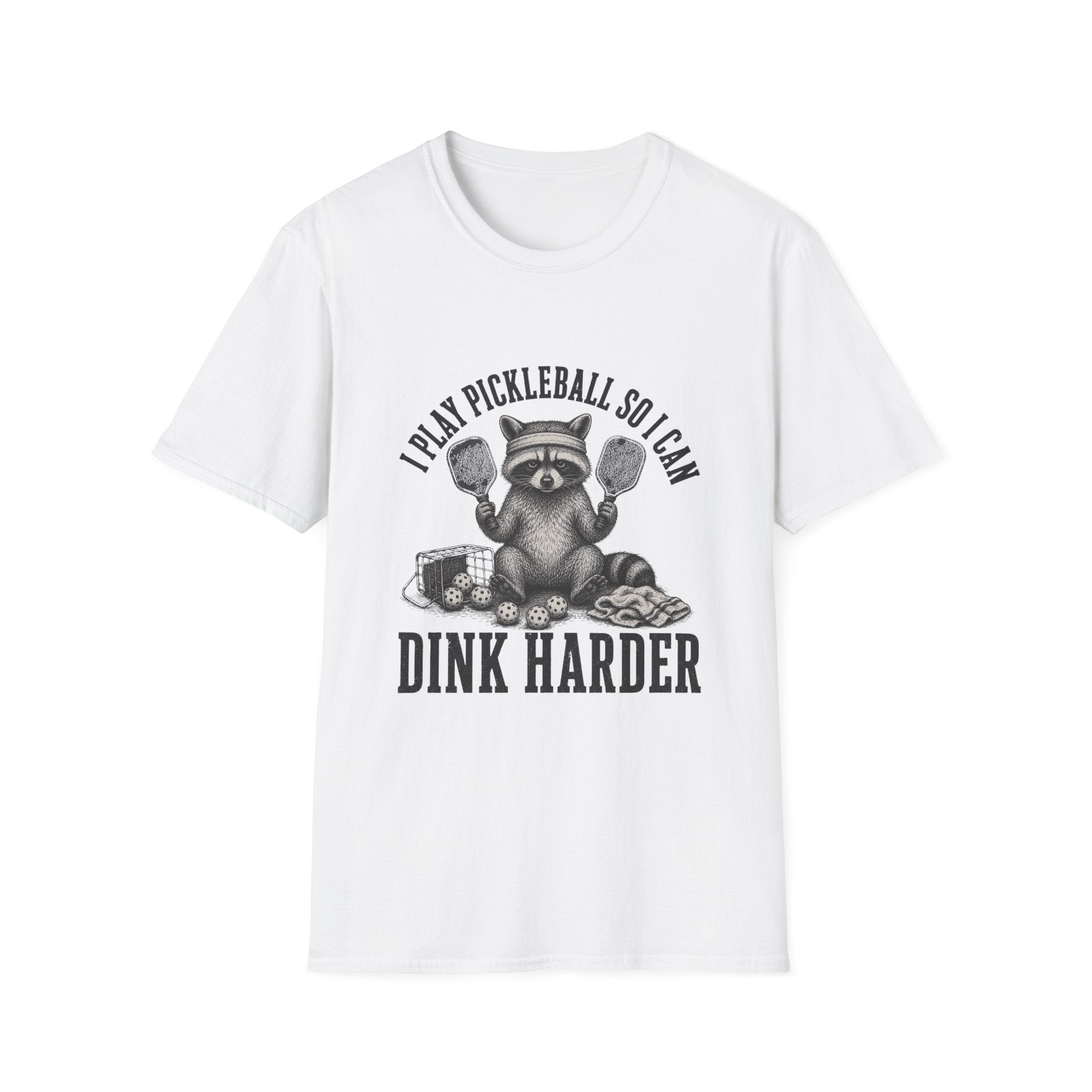 Raccoon Cartoon Pickleball T-Shirt