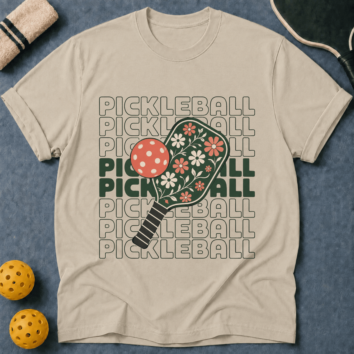 Floral Pickleball Paddles T-Shirt